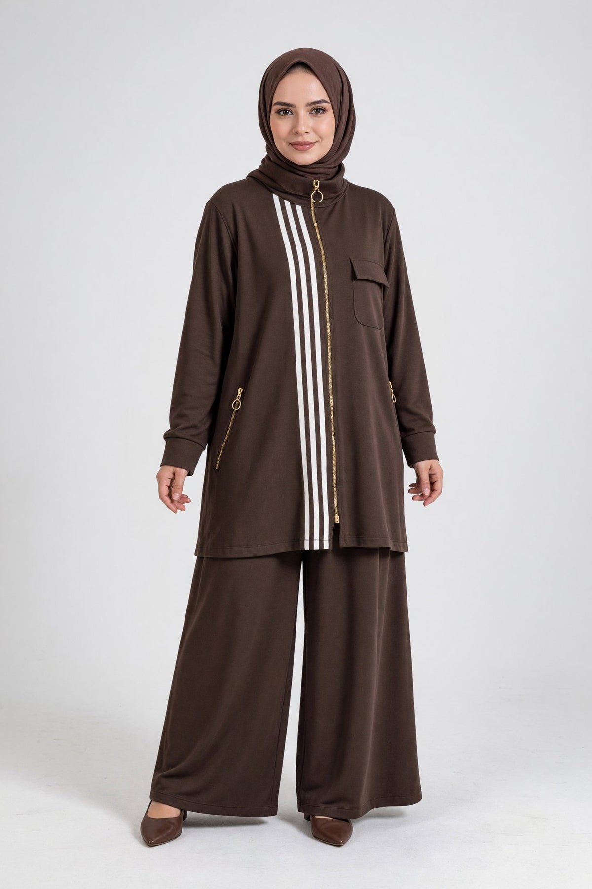 NOSHE ŞERİT TAKIM4730 — KAHVE